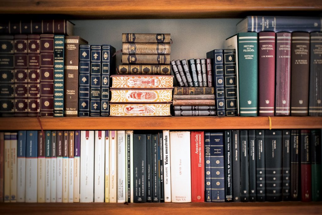 business bankruptcy books on a bookshelf