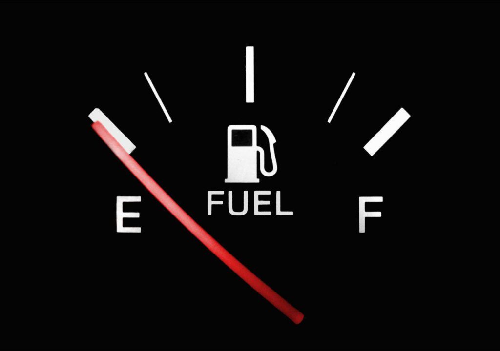 A fuel gauge on empty