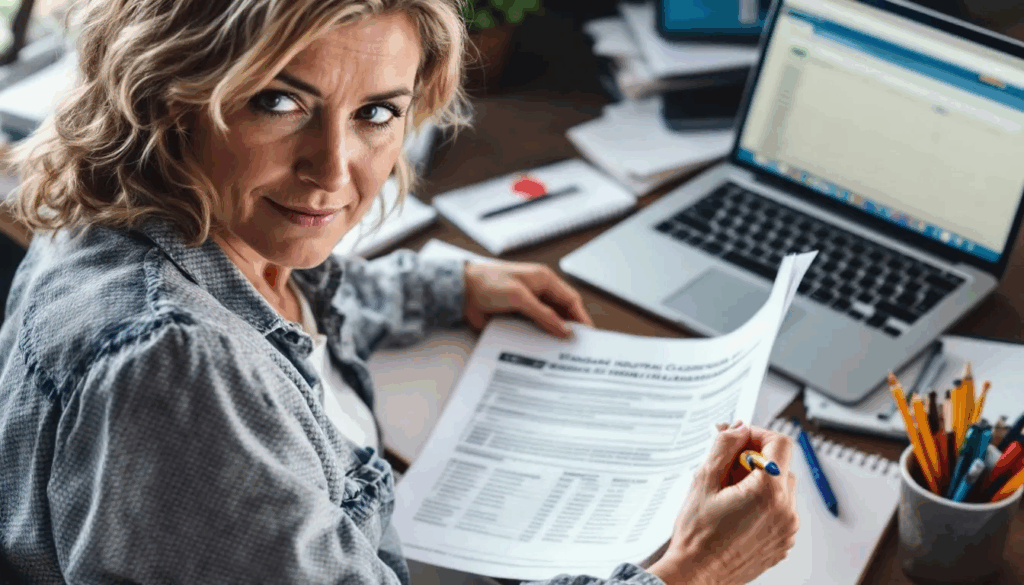 SIC & NAICS Code Lookup - A small business owner is seated at a desk, intently reviewing a document that outlines their company's SIC codes for proper classification within the standard industrial classification system. The owner is focused on ensuring accurate alignment with their business activities and corresponding NAICS codes, which are essential for compliance with government agencies and industry classification.