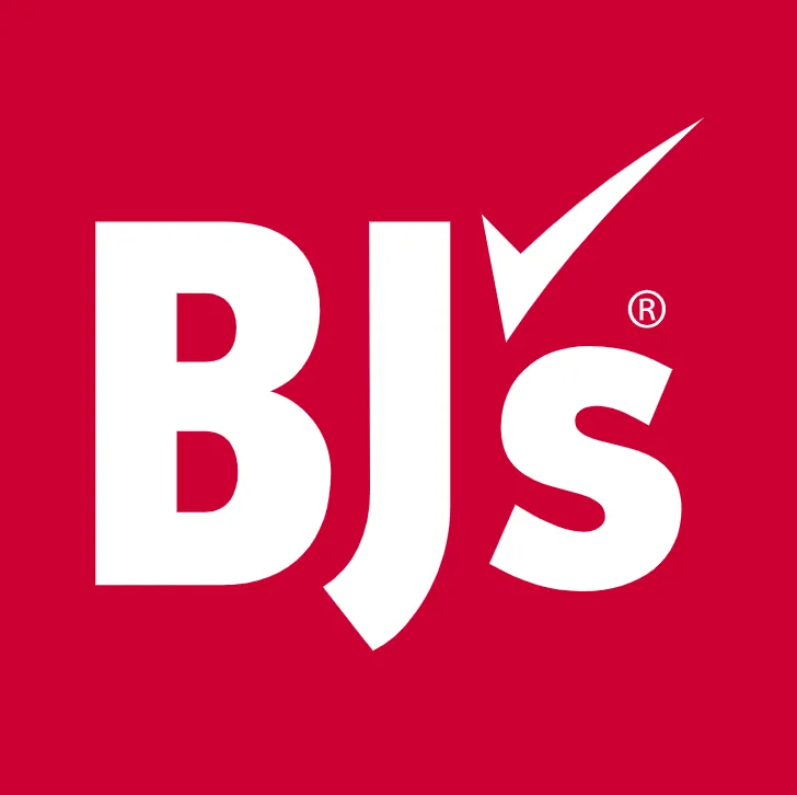 BJ's logo in white with a checkmark on a red square, for the BJ's business credit card section